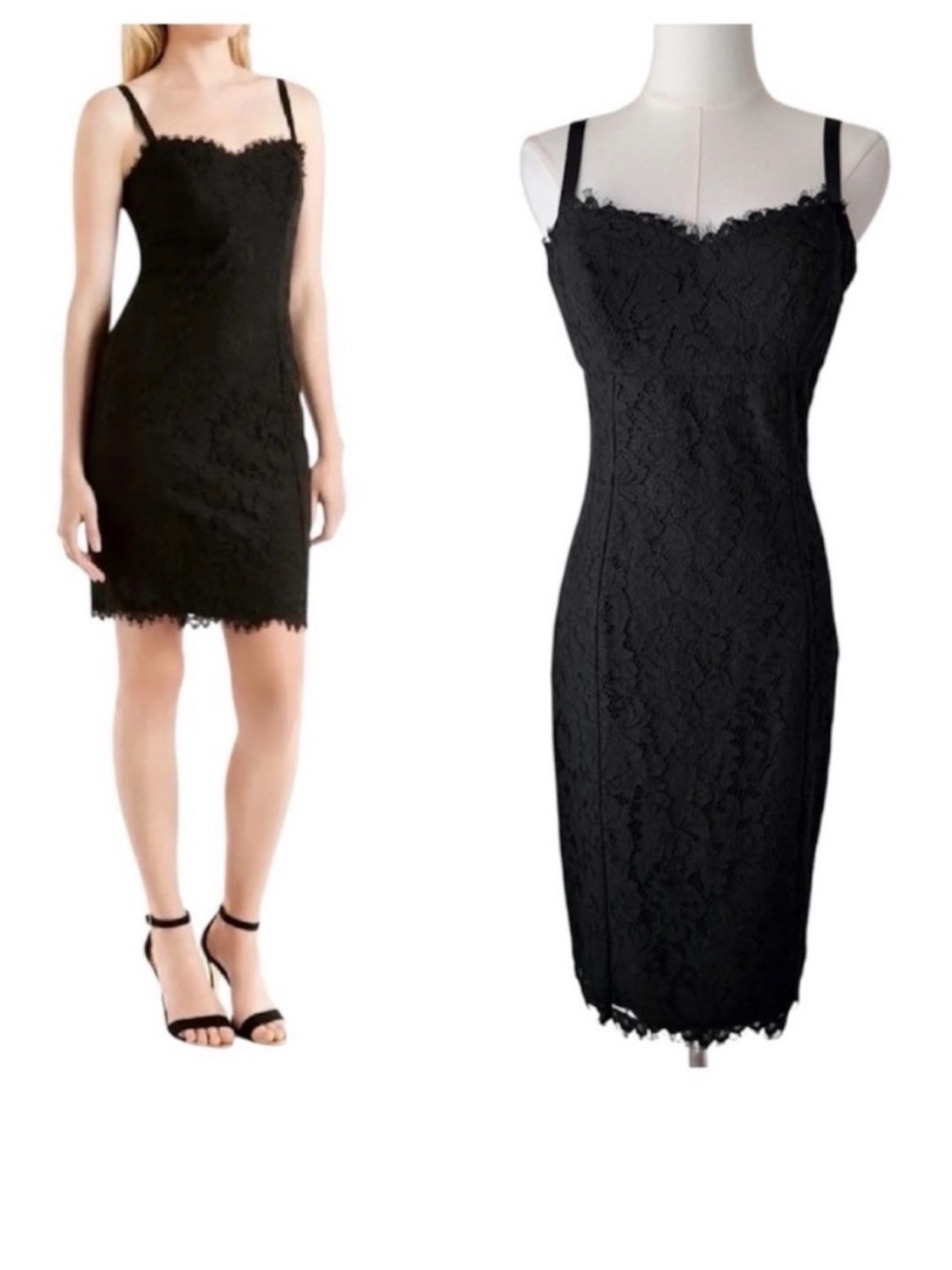 TED BAKER London Black EyeLash Lace Slip Sheath Size 2 Mini Dress cocktail party